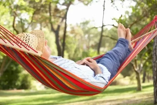 Relaxing in a hammock
